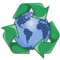 recycling logo with Planet Earth Royalty Free Stock Photo
