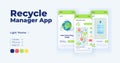 Recycling manager cartoon smartphone interface vector templates set Royalty Free Stock Photo