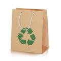 Recycling Paper Bag. Illustration Of Recycled Brown Shopping Paper Bag With Handles That Do Not Cause Harm To The