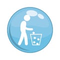 Recycling person button icon