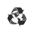 Recycling planet earth concept isolate in flat Royalty Free Stock Photo
