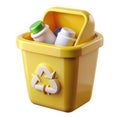 Recycling plastic bottles in a yellow bin Royalty Free Stock Photo