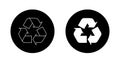 Recycling, recycle line icon vector in black circle