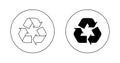 Recycling, recycle line icon vector in circle line