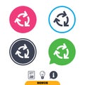 Recycling sign icon. Reuse or reduce symbol. Royalty Free Stock Photo