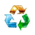 Recycling sign made of water splashes with images of nature Royalty Free Stock Photo