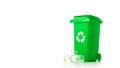 Recycling sorting. Bin container for disposal garbage waste and save environment. Green dustbin for recycle glass can trash Royalty Free Stock Photo