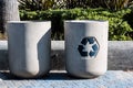 Recycling and Standard Trash Can at Public Park Royalty Free Stock Photo