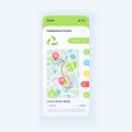 Recycling stations map smartphone interface vector template Royalty Free Stock Photo