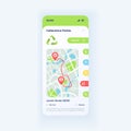 Recycling stations map smartphone interface vector template