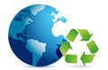 Recycling symbol with an earth globe Royalty Free Stock Photo