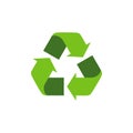 Recycling symbol with green arrows. Isolated recycle icon on the white background. Earth Day universal international symbol.