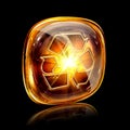 Recycling symbol icon amber. Royalty Free Stock Photo