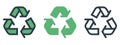 Recycling symbol icon set. Collection of universal recycling symbols in flat style.