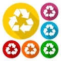 Recycling Symbol icons set with long shadow Royalty Free Stock Photo