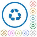 Recycling symbol icons with shadows and outlines