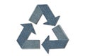 Recycling symbol made of denim fabric on white background - Concept of ecology