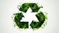 Recycling symbol made of green leaves. Recycling concept. Generative AI Royalty Free Stock Photo