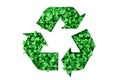 Recycling symbol made of greenery growing in stencil