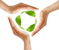 Recycling symbol made from hands Royalty Free Stock Photo