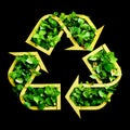 Recycling symbol made of paper arrows and green leaves Royalty Free Stock Photo