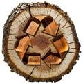 Recycling Symbol Made Of Wood - Cross Section of a Tree Trunk - Generative Ai