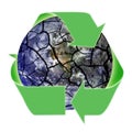 Recycling Symbol Over Fragile Planet Earth Royalty Free Stock Photo
