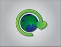 Recycling symbol with planet earth logo in the cen Royalty Free Stock Photo