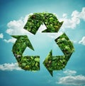 Recycling symbol, recycle sign, plastic and nature