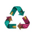 Recycling symbol with three arrows arranged in a triangular formation. The arrows Royalty Free Stock Photo