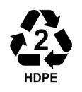 Recycling Symbols For Plastic. Vector icon illustration HDPE Royalty Free Stock Photo