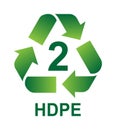 Recycling Symbols For Plastic. Vector icon illustration HDPE Royalty Free Stock Photo