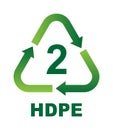 Recycling Symbols For Plastic. Vector icon illustration HDPE Royalty Free Stock Photo