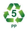 Recycling Symbols For Plastic. Vector icon illustration PP Royalty Free Stock Photo