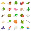 Recycling timber icons set, isometric style