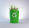 Recycling trash bin with growing Royalty Free Stock Photo