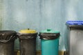 Recycling trash bins with different colors Royalty Free Stock Photo