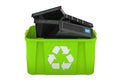 Recycling trash can with server equipment. 3D rendering
