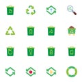 Recycling trash flat icons set Royalty Free Stock Photo