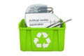 Recycling trashcan with artificial cardiac pacemaker, 3D rendering