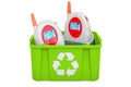 Recycling trashcan with audio baby monitor, baby alarm. 3D rendering Royalty Free Stock Photo