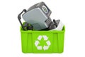 Recycling trashcan with auto refractometer, 3D rendering Royalty Free Stock Photo