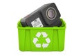 Recycling trashcan with dashcam, 3D rendering