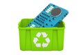 Recycling trashcan with DJ console, 3D rendering