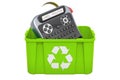 Recycling trashcan with label printer. 3D rendering