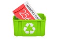 Recycling trashcan with memory card. 3D rendering Royalty Free Stock Photo