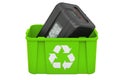 Recycling trashcan with paper shredder, 3D rendering