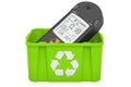 Recycling trashcan with radiation, dosimeter. 3D rendering