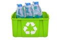 Recycling trashcan with water bottles, 3D rendering Royalty Free Stock Photo