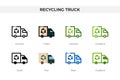 Recycling truck icon in different style. Recycling truck vector icons designed in outline, solid, colored, filled, gradient, and Royalty Free Stock Photo